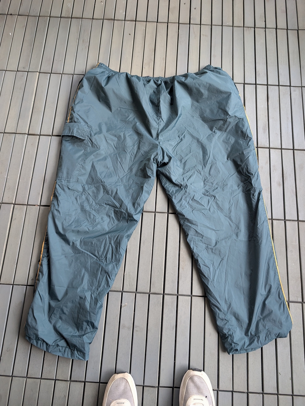 Men's Lightweight Shell Pants in Teal/Green with Yellow Trim